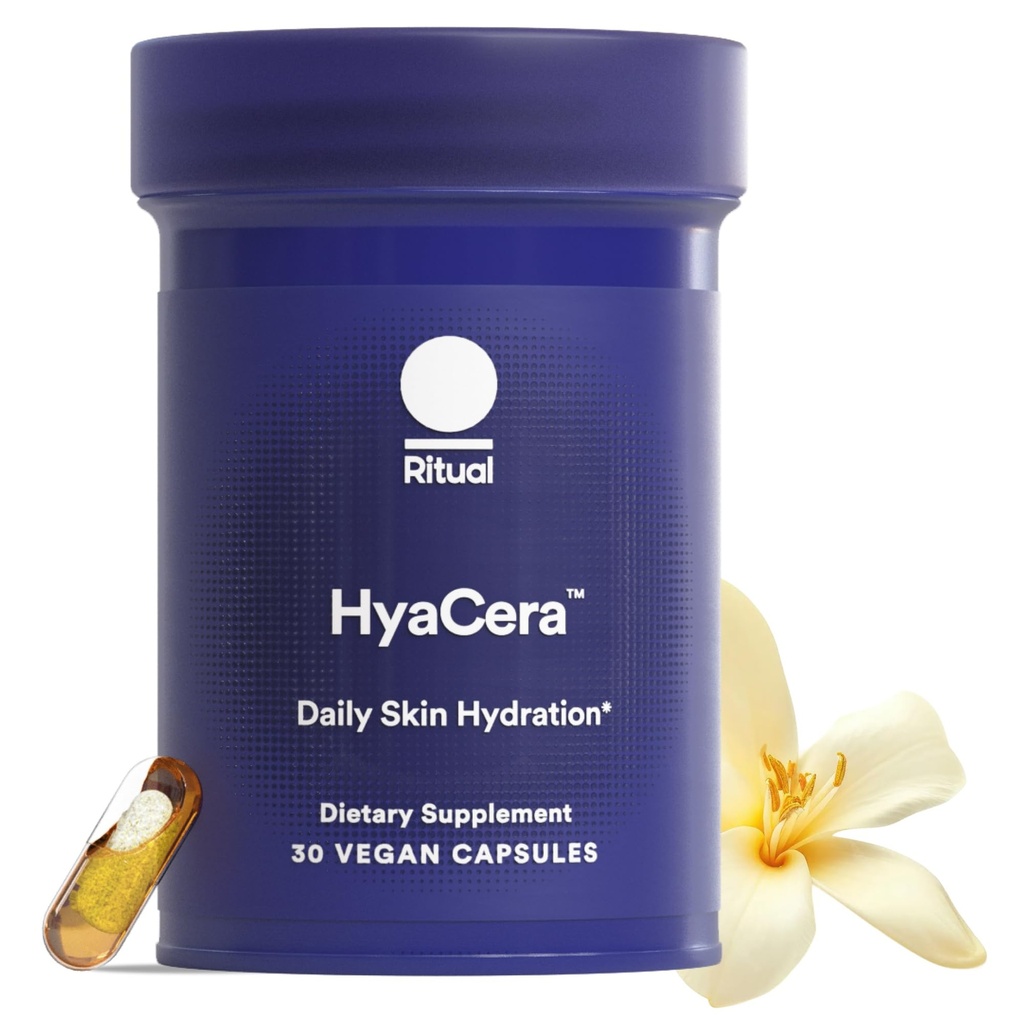 Ritual HyaCera Skin Supplement for Wrinkle Support, with Hyabest® και Ceratiq® for Skin Hydration Support, Hyaluronic Acid, Glycolipids, Ceramides, Gluten Free, Non GMO, Vanilla Essence, 30 Day Supply