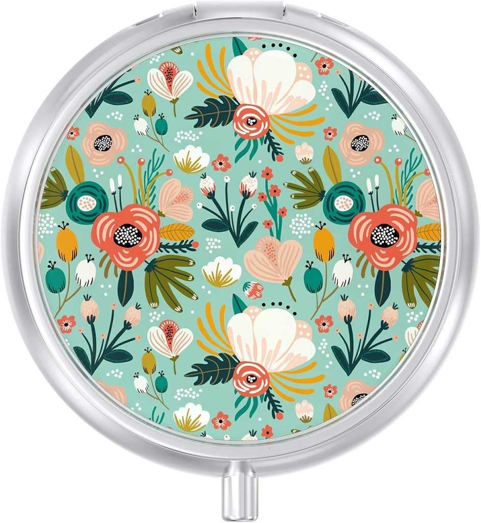 Θήκη χαπιών, Χαριτωμένο κουτί ταξιδιών για το πουρμπουάρ, Moisture Proof Μικρός κάτοχος ιατρικής, Φορητό Pocket Medicine Organizer για να κρατήσει βιταμίνες, Cod Liver Oil, Συμπληρώματα, Πράσινο λουλούδι