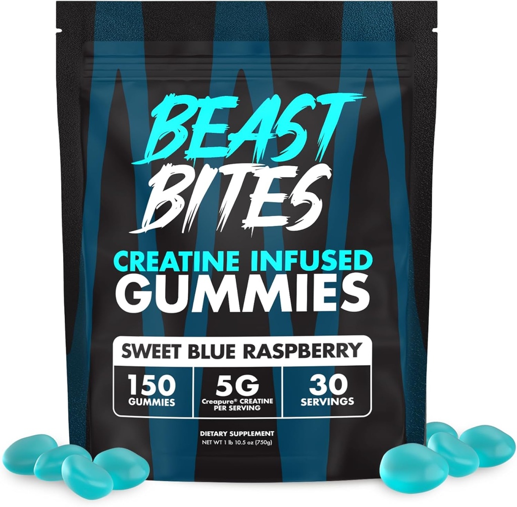 BEAST BITES - Creatine Infused Gummies - 5g Creapure Creatine Monohydrate Per Serving - NSF Certified for Sport - 30 Υπηρεσίες