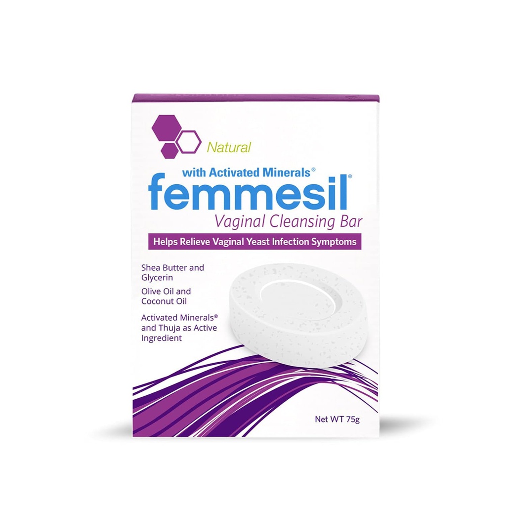 Femmesil Κολπικό Αντιμυκητιασικό Σαπούνι για τη Μόλυνση της Μαγιάς Ανακούφιση για τις γυναίκες, Κολπική Έξαψη & Ερεθισμός, Δερματολόγος Δοκιμασμένο & Υποαλλεργικό Εγκεκριμένο. All-Φυσικό Vagina Soap Bar (75gm)