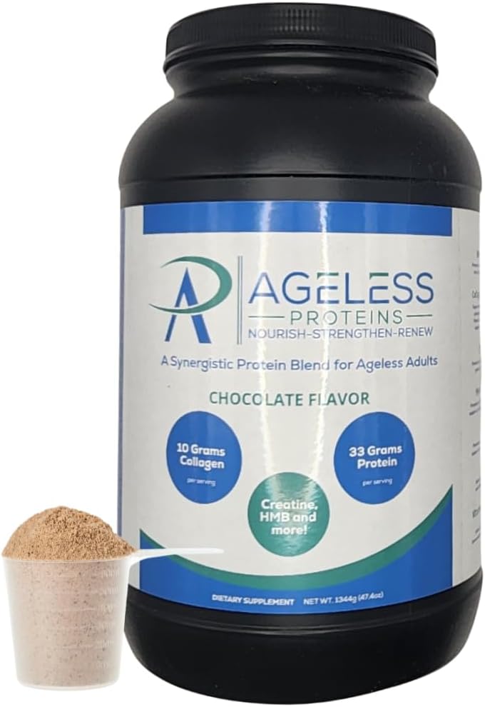 Σοκολάτα Whey Protein Powder και Collagen Peptides για ώριμους ενήλικες. Υποστηρίζει την οικοδόμηση των μυών και την υγεία των αρθρώσεων με 24g πρωτεΐνη, κρεατίνη, HMB, και βιταμίνες (30 σερβιρίσματα, σοκολάτα)