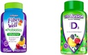 Vitafusion Fiber Well + Probiotics Gummies για ενήλικες, 60 Count Vitamin D3 Gummy Βιταμίνες, Ροδάκινο, BlackBerry και Φράουλα Γεύση, 50 mcg Βιταμίνη D, 150 Count