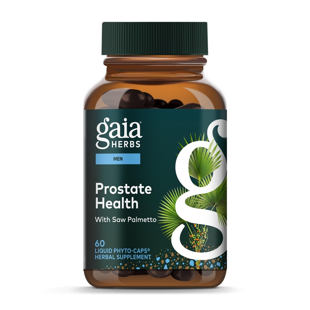 Γαία Βότανα Prostate Υγεία - Υποστηρίζει Prostate Υγεία και λειτουργία για τους άνδρες - με Saw Palmetto, Πράσινο Τσάι, Ρίζα Νετλ, και Λευκό φασκόμηλο* - 60 Vegan Υγρό Phyto-Capsules (20-Day Supply)