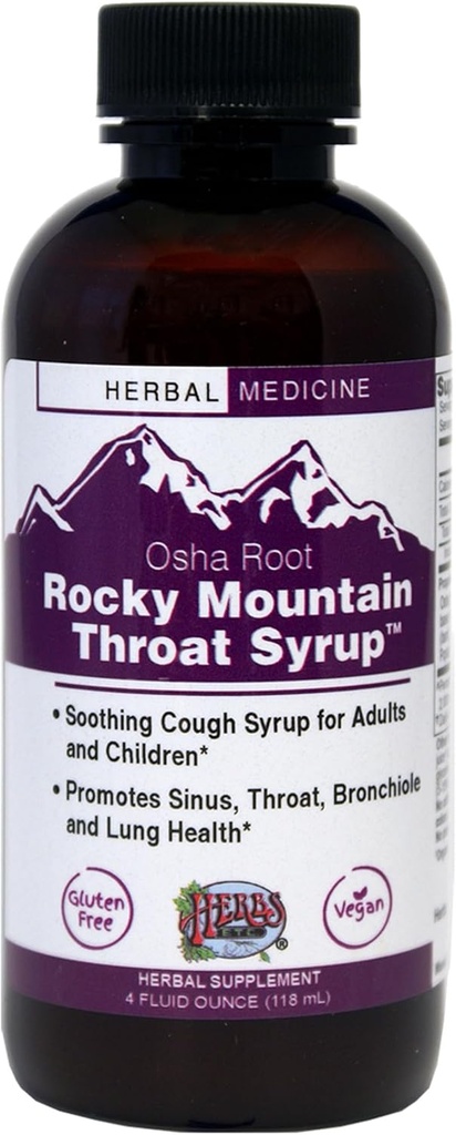 Βότανα Etc. Rocky Mountain Lroat Syrup - Υποστηρίζει την ευεξία του λάρυγγα - Καταπραϋντική υποστήριξη για την υγεία των πνευμόνων - Υποστηρίζει τον κόλπο, τον λαιμό, την βρογχιόλη και τον πνεύμονα Υγεία - Χωρίς γλουτένη & Vegan - 4 fl oz