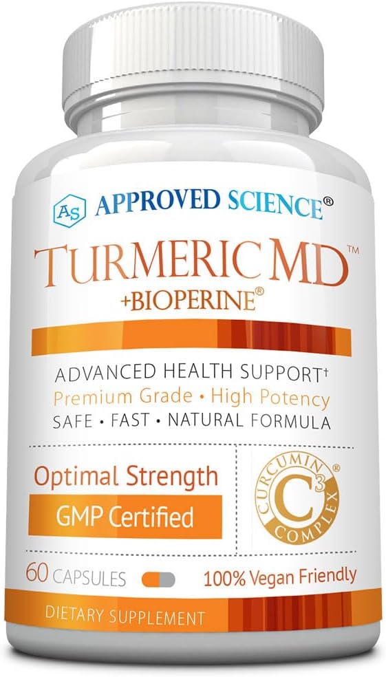 Εγκεκριμένη επιστήμη Turmeric MD - με BioPerine & 95% Standardized Turmeric Curcuminoids - 60 κάψουλες (1 Μήνας Προμήθεια)