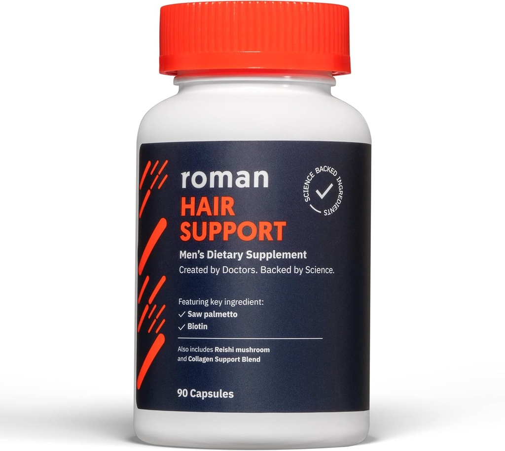 Ro Hair Support Supplement for Men | with Saw Palmetto, Zinc, and Biotin to Help Support and Nourish Hair | 30-Day Supply (90 Capsules)