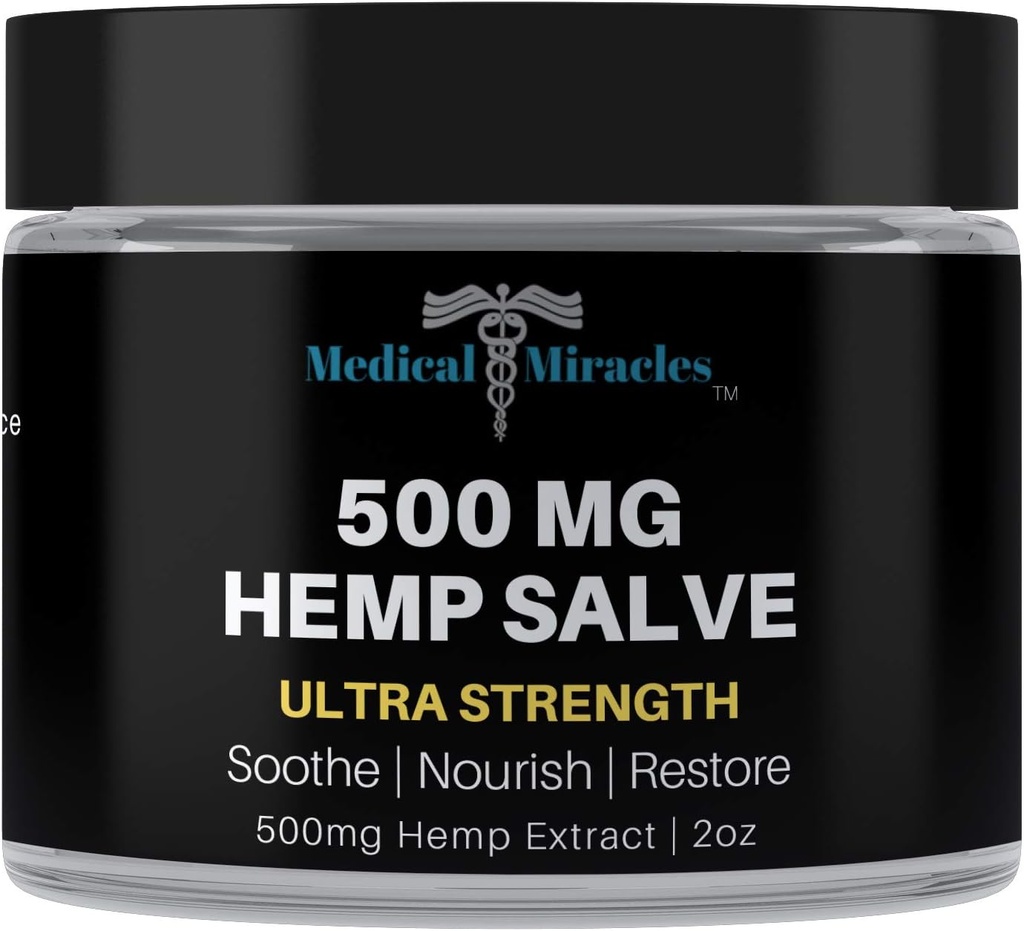 Medical Miracles Hemp 500 Mg Ultra Strength Healing Salve Ideal for HIPS, Joints, Neck, Back, Elbows, Fingers, Hands, and Knees Made in USA