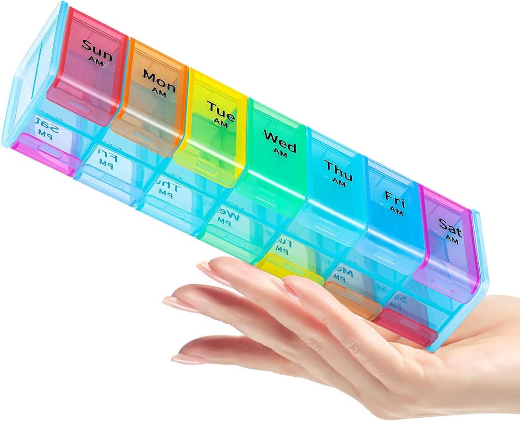 Extra Large Pill Organizer, 2 φορές την ημέρα Μεγάλη Weekly Medicine Organizer, Pill Box 7 ημέρα Am Pm για να κρατήσει καθημερινά ιχθυέλαια, βιταμίνες, συμπληρώματα, Jumbo Pill εμπορευματοκιβώτιο με Big BPA Free Pill Holder