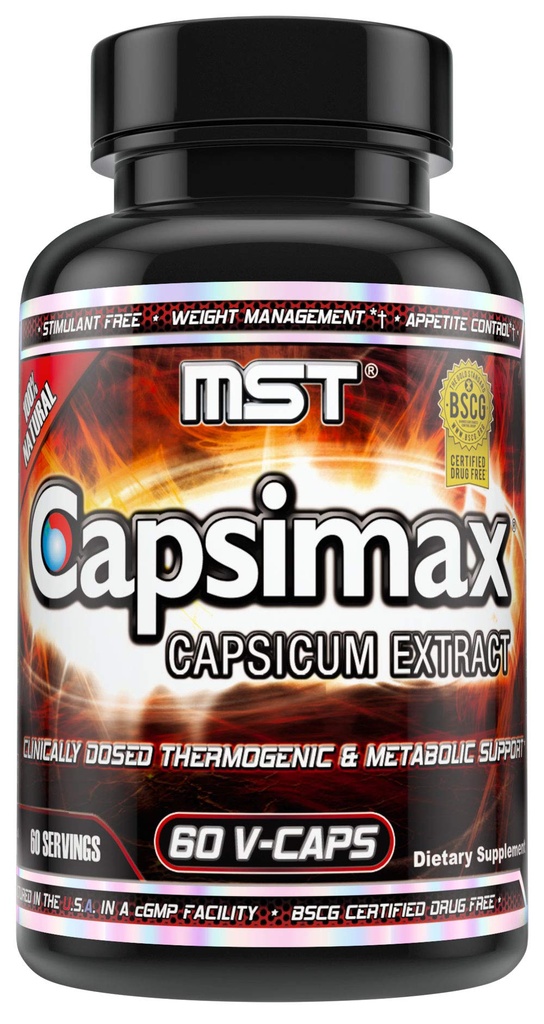 MST Capsimax συμπλήρωμα 100mg V κάψουλες, 60 υπηρεσίες Κλινικά Δοσομετρικά Διαχείριση Βάρος, Θερμογόνος, Ορεκτικός Έλεγχος, Καύση θερμίδων, Μεταβολική Υγεία, Διεγερτικό Δωρεάν.