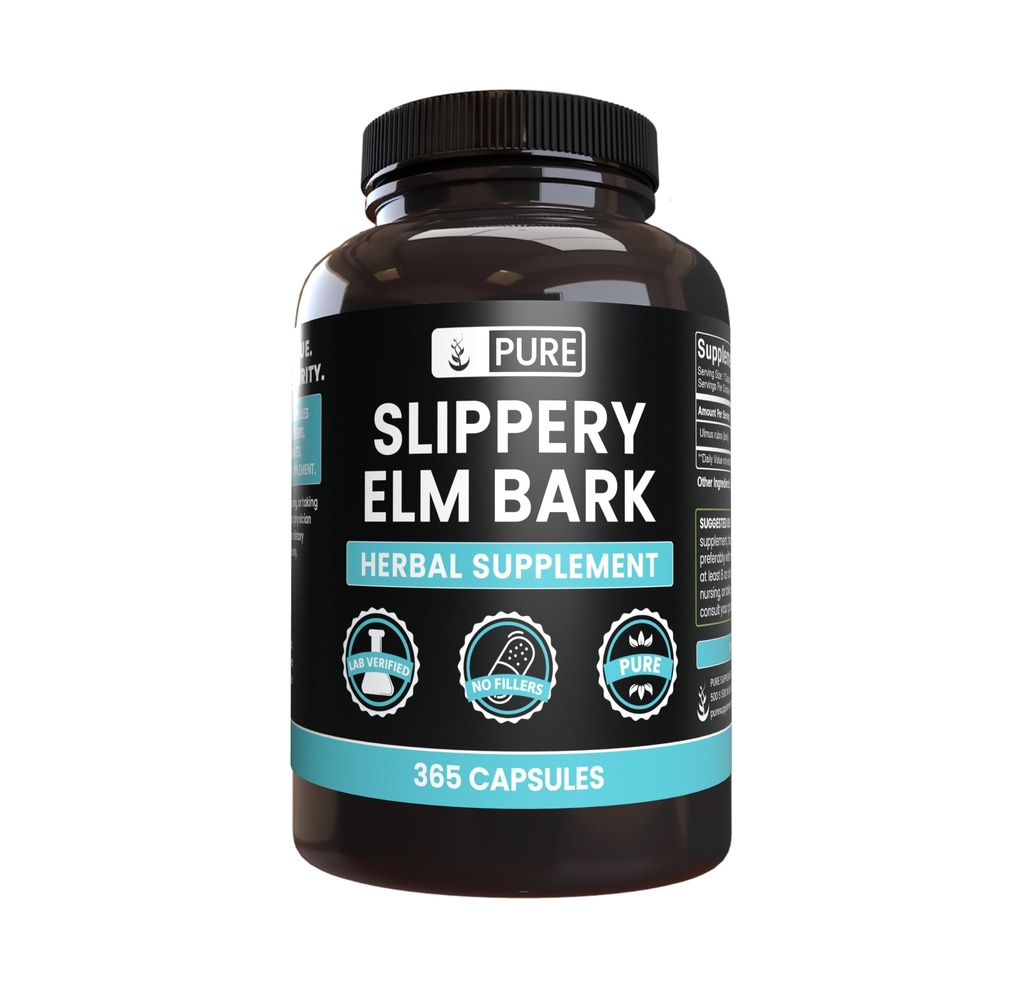 Αμιγώς πρωτότυπα συστατικά Slippery elm Bark (365 κάψουλες) Όχι Μαγνήσιο ή Ρύζι Fillers, Πάντα καθαρό, Εργαστήριο Επαληθευμένο