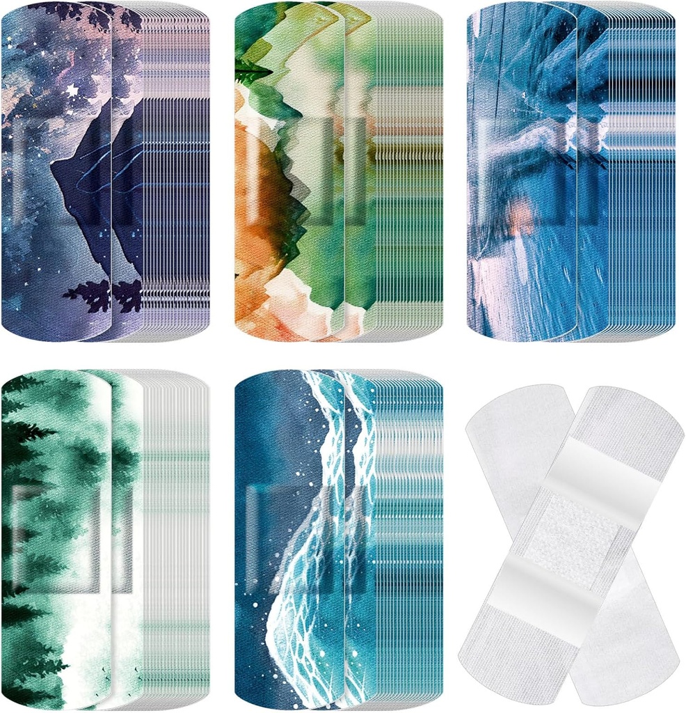 120 Pcs Ύφασμα Συγκολλητική Ευέλικτες Επιδέσμους Μαζική Ποικιλία Σχήματα και Μοτίβων Μικρό Πολύχρωμο Αρκετά Επιδέσμους Ύφασμα με Μη Stick Pad 3 x 1 ίντσα για περικοπές Πληγές Scrapes Γυναίκες (Vintage)