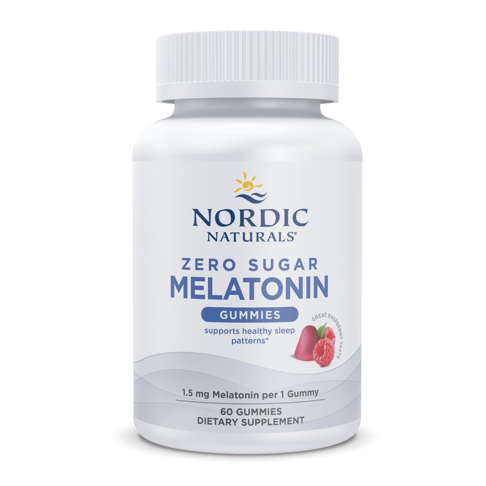 Nordic Naturals Zero Sugar Melatonin Gummies, Raspberry - 60 Gummies - 1,5 mg Melatonin - Μεγάλη Γεύση - Ξεκούραστος Ύπνος, Αντιοξειδωτική Υποστήριξη - Μη ΓΤΟ, Vegan - 60 Υπηρεσίες