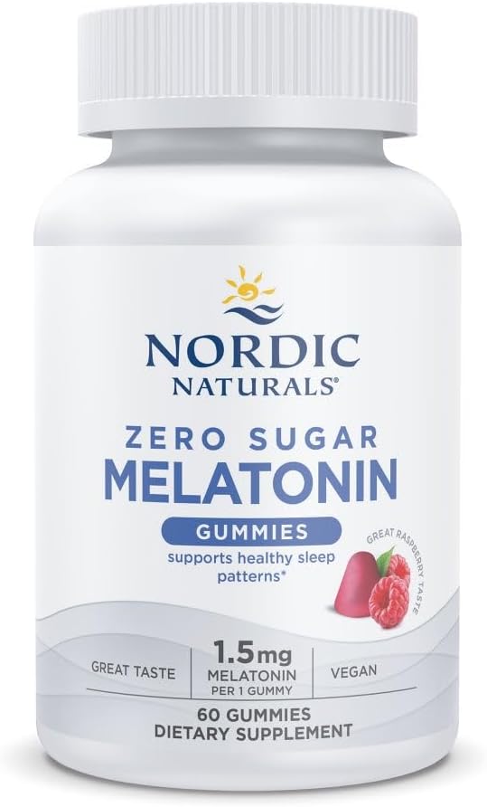 Nordic Naturals Zero Sugar Melatonin Gummies, Raspberry - 60 Gummies - 1,5 mg Melatonin - Μεγάλη Γεύση - Ξεκούραστος Ύπνος, Αντιοξειδωτική Υποστήριξη - Μη ΓΤΟ, Vegan - 60 Υπηρεσίες