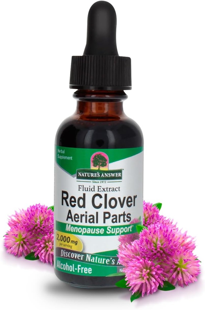 Nature's Answer Red Clover Extract Supplement Alcohol Free 1 Oz ( Pack of 4 ) | Natural Mood Support | Hormone Balance for Women | Menopausal Support
