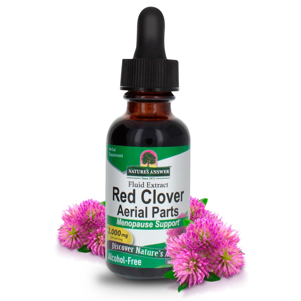 Nature's Answer Red Clover Extract Supplement Alcohol Free 1 Oz ( Pack of 4 ) | Natural Mood Support | Hormone Balance for Women | Menopausal Support