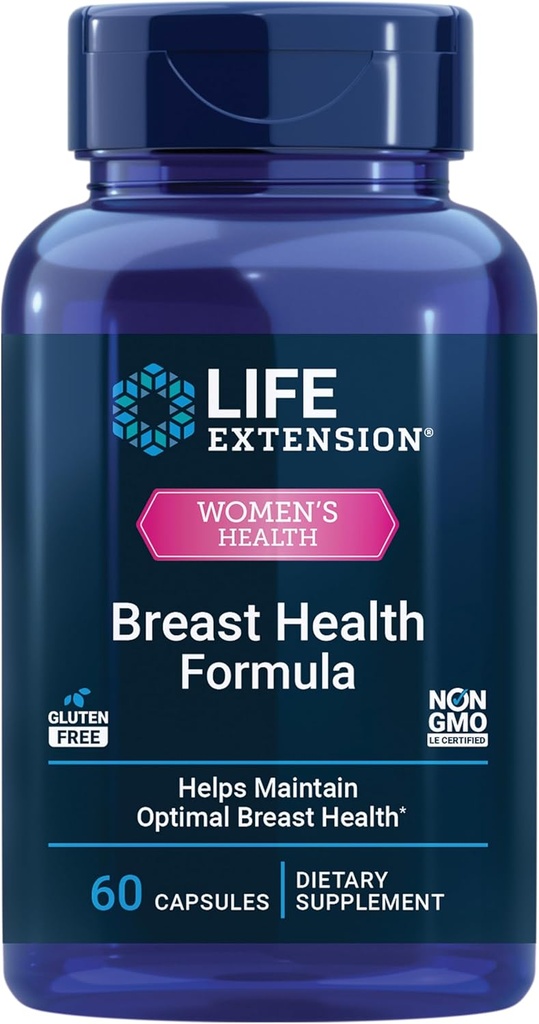 Life Extension Breast Health Formula, Breast Health Supplement, Hormone Balance, Broccoli, Soy isoflavones, indole-3-carbinol, Lignans flaxseed, Gluten Free, Non-GMO, Vegetarian, 60 Κάψουλες