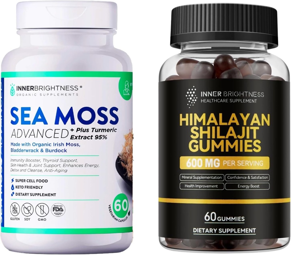 Organic Irish Sea Moss Capsules + Shilajit Gummies - Supports Immunity, Energy, and Digestion