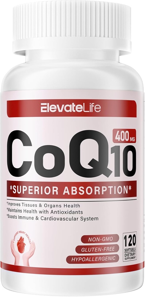 CoQ10-400mg-Softgels με PQQ, BioPerine & Omega-3, Coenzyme Q10 (Ubiquinone) συμπλήρωμα για την υψηλή απορρόφηση, ισχυρό-αντιοξειδωτικό, υποστήριξη καρδιά & ενέργεια-παραγωγή, 120 υπηρεσίες