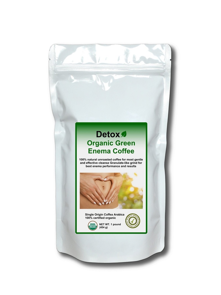 Detox Organic Green Enema Coffee (1 λίρα) - Original Gers. Formula for Detox and Cleansing - Πιστοποιημένο GMP, δοκιμασμένο εργαστήριο
