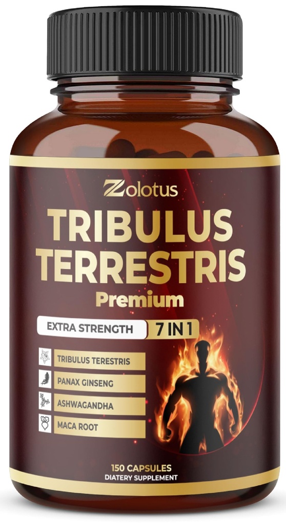 Συμπλήρωμα Tribulus Terrestris για άνδρες και γυναίκες, 5-μηνη προσφορά με Ashwagandha, Panax Ginseng, Saw Palmetto, Maca, Shilajit, 150 κόμης
