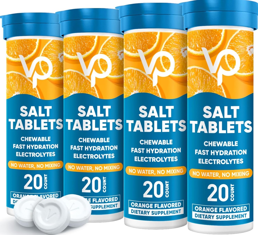 Venture Pal Chewable Electrolyte Tablets, 80 Count Fast-Dissolve Sugar-Free Stick Salt Tablets - Ποικιλία πακέτο για γρήγορη ενυδάτωση, Εξωτερική λειτουργία, Πεζοπορία, Αθλητισμός 