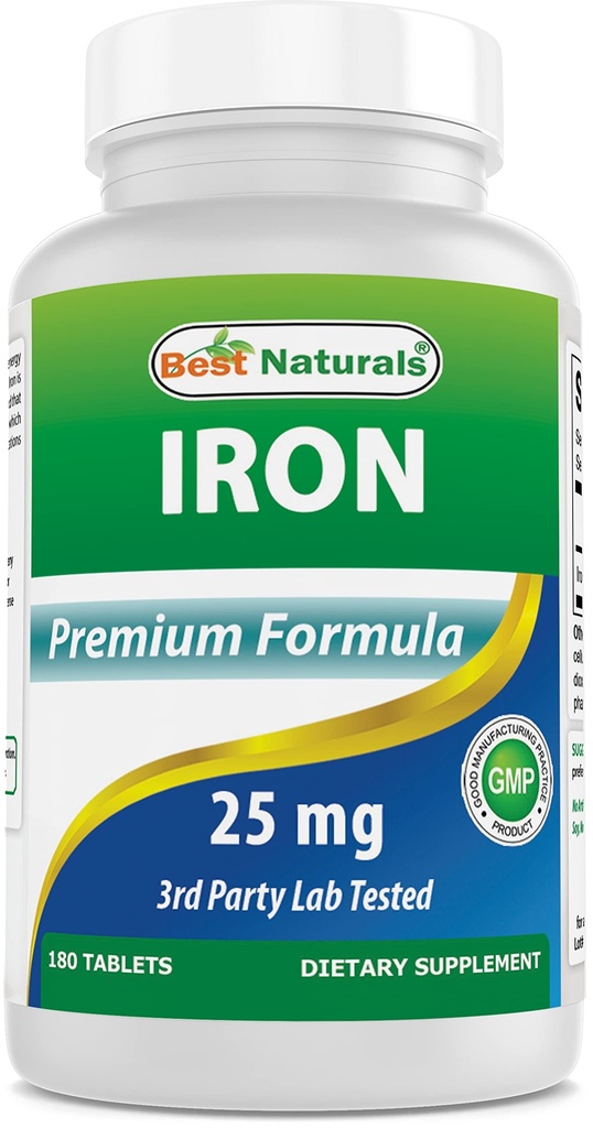 Best Naturals Iron Supplement (Δυσγλυκινικό Iron) - 25mg - 180 δισκία - Απαλό στομάχι - Μη Συντηρητικό