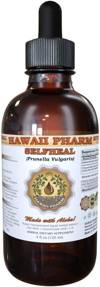 Selfheal Liquid Extract, Organic Selfheal (Prunella Vulgaris) Tincture, Herbal Supplement, Hawaii Pharm, Made in USA, 4 fl.oz