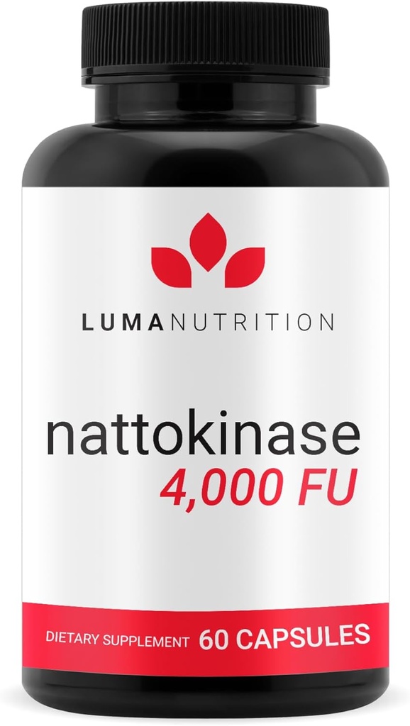 Συμπλήρωμα Nattokinase διατροφής Luma - Ιαπωνικό Natto 4000 FU ανά υπηρεσία, Premium Heart Health Support - Vegan & Gluten Free - 60 κάψουλες - Made in USA