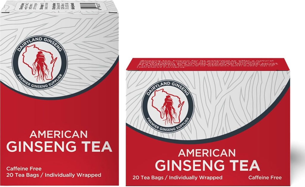 Dairyland American Ginseng Tea Bags 美国人参茶 (40 ct) - Premium Wisconsin Ginseng Tea - Authentic American - Non-GMO, Gluten Free Drink