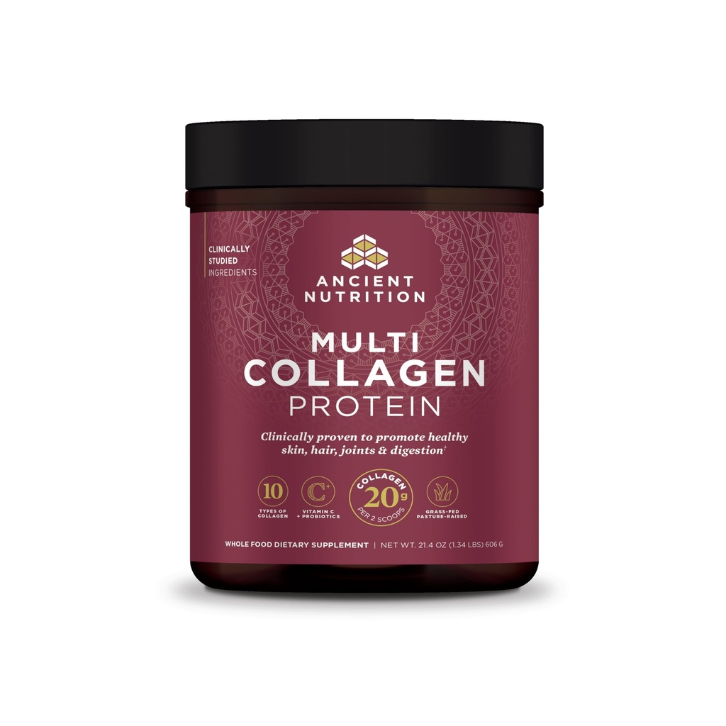 Ancient Nutrition Collagen Peptides Peptides Powder, Multi Collagegen Protein, Women & Men, Vitamin C, Probiotics, Hydrolyzed Collagen, Υποστηρίζει το δέρμα, αρθρώσεις, Gut Health, Άγευστη, 60 Υπηρεσίες