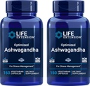 Επέκταση ζωής Βελτιστοποιημένη Ashwagandha, 150 Veg Caps (Pack of 2) - Μη ΓΤΟ, Χωρίς γλουτένη, Κάψουλες χορτοφάγων