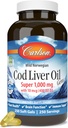 Carlson - Cod Liver Oil Gems, Super 1000 mg, 250 mg Omega-3s, 400 IU (10 mcg) Βιταμίνη D3, Wild Caught Norwegian Arctic Cod Liver Oil, Nordic Fish Oil Caps, 250 Softgels