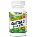 DEVA Vegan Omega-3 DHA-EPA 500MG – Χωρίς καρραγενάνη, μη ιχθυέλαιο που προέρχεται από άλγες, μη ΓΤΟ, 60 Softgels χωρίς ζελατίνη