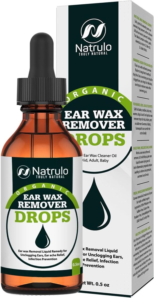 Organic Ear Wax Removement Drops for Clogged Ears – Φυσικό έλαιο καθαρισμού Ear Wax για Kid, Adult, Baby – Earwax Removation Liquid for Uncolging Ears, Earaches, Ear Health (Made in USA)