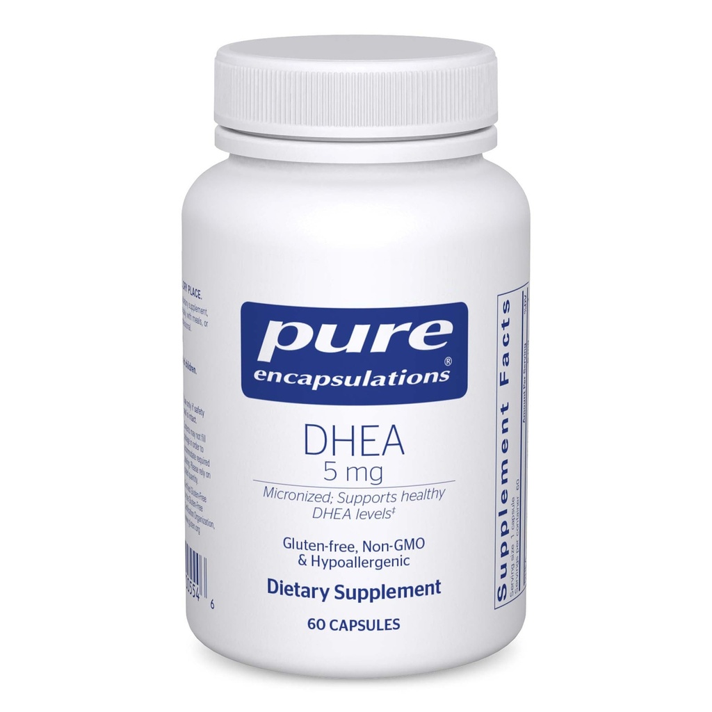 Pure Encapsulations DHEA 5 mg - Ανοσολογική Υποστήριξη & Ορμόνες Ισορροπία * - Μικρονωμένο DHEA - Χωρίς γλουτένη & Vegan - 60 Κάψουλες