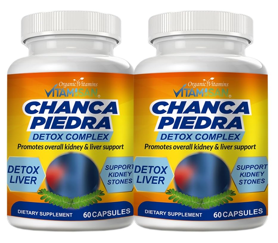VITAMISAN 2 Chanca Piedra Stone Breaker Extract 1000mg Περουβιανή χολόλιθοι Ηπατική υποστήριξη 120 κάψουλες Σύνολο 2 μπουκάλια Flush Προσμείξεις Καθαριότητα συμπλήρωμα