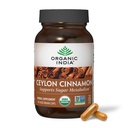 ORGANIC INDIA Ceylon Cinnamon Supplement - Βιολογικές Κάψουλες Κεϋλάνης Κανέλας, Καπάκια Κανέλας Βότανο συμπλήρωμα, Υποστηρίξτε Πέψη, Πηγή Αντιοξειδωτικών, USDA Organic, Vegan, Χωρίς Γλουτένη - 90 Κάψουλες