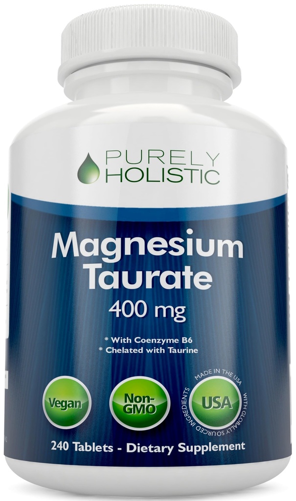 Μαγνήσιο Taurate 400mg Δισκία - Χηλικό Μαγνήσιο με Ταυρίνη και Συνένζυμο B6 - Υψηλή Απορρόφηση Σύμπλεγμα για Καρδιαγγειακή Υγεία, Μυϊκό και Νευρικό Λειτουργία - 240 Vegan Δισκία