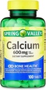 Spring Valley - Ασβέστιο 600 mg (πακέτο των 2) 200 Ολικά Επικαλυμμένα Δισκία