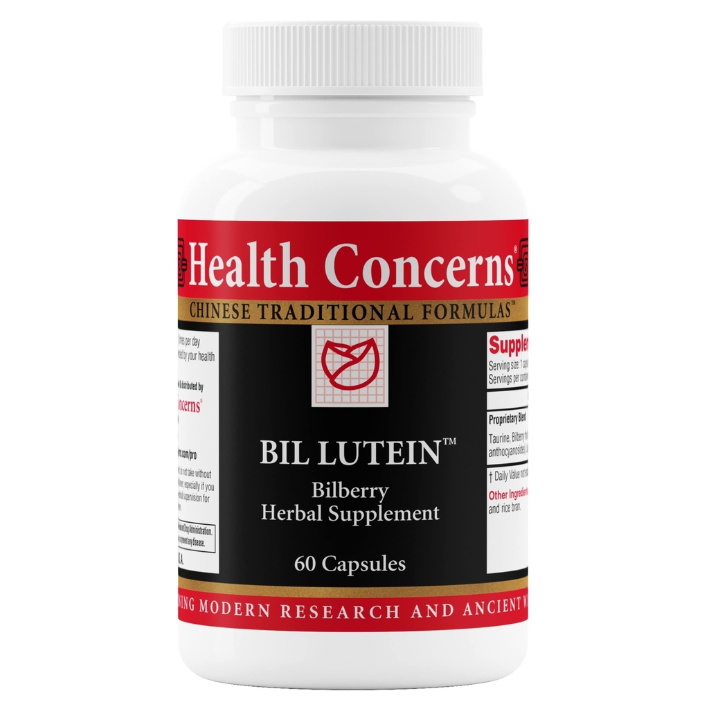 Health Concerns Bil Lutein – Eye Health & Vision Support – Lutein, Bilberry & Taurine Supplement – Antioxidants for Retinal Health, Night Vision, Circulation, & Macular Degeneration – 60 Capsules