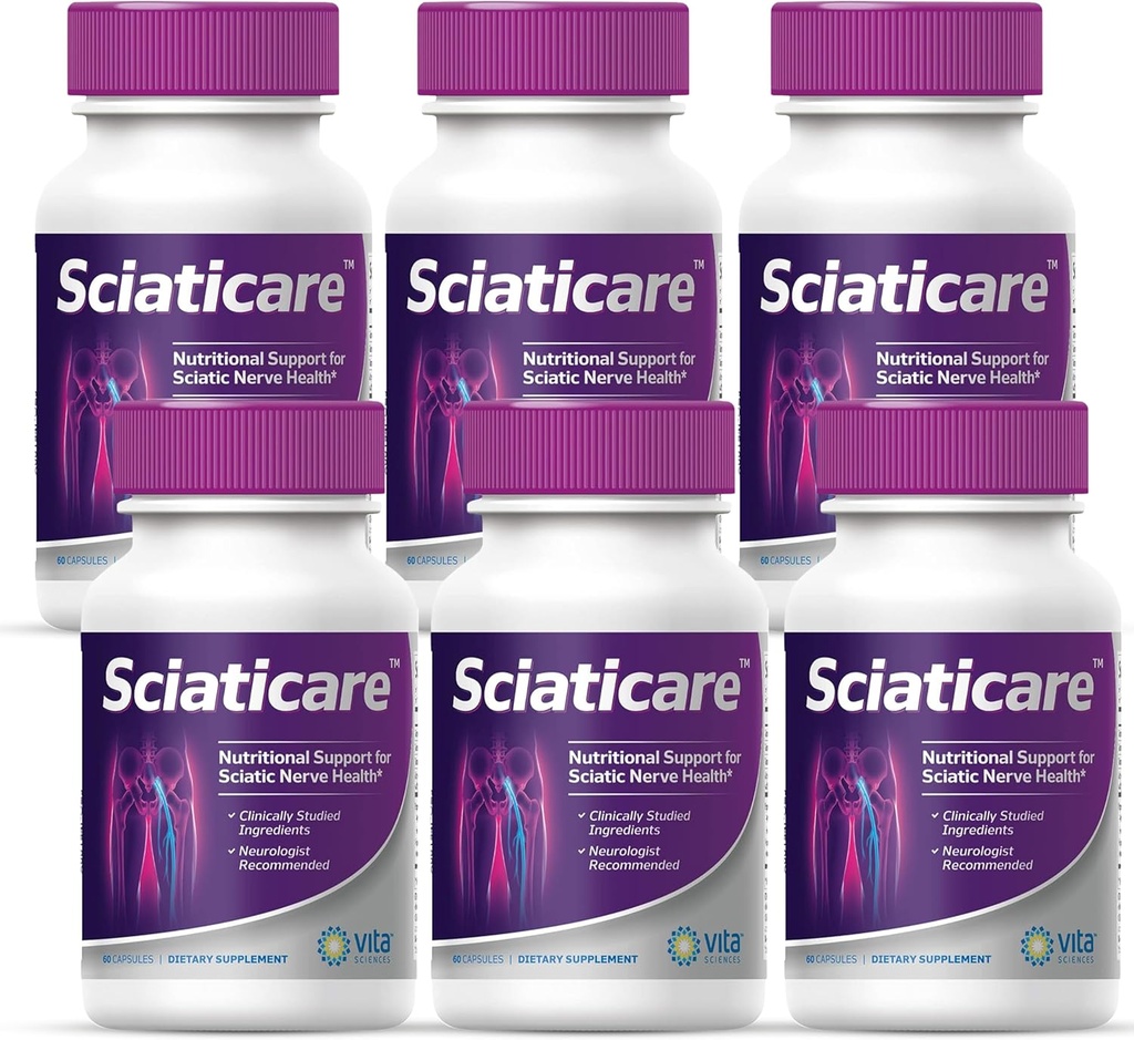 Vita Sciences Sciaticare Nerve Καταπραϋντικό συμπλήρωμα βιταμινών με φυσική R-ALA Form 40X Δύναμη, ΟΧΙ συνθετικό άλφα λιποϊκό οξύ (ALA) - Χαμηλό οσφυϊκό, Hip, Thigh, πόδι, πόδι