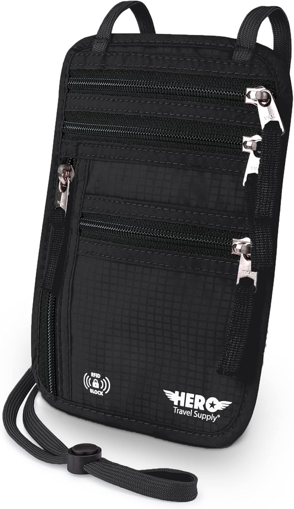 HERO Wallet Neck, RFID Blocking Κάτοχος Διαβατηρίου - Εύκολο στην απόκρυψη και πουγκί