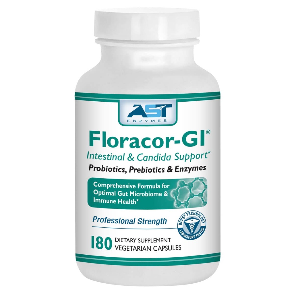 Floracor – Προβιοτικά & Ένζυμα για την υποστήριξη του εντέρου & του εντέρου Heath –180 κάψουλες χορτοφάγων
