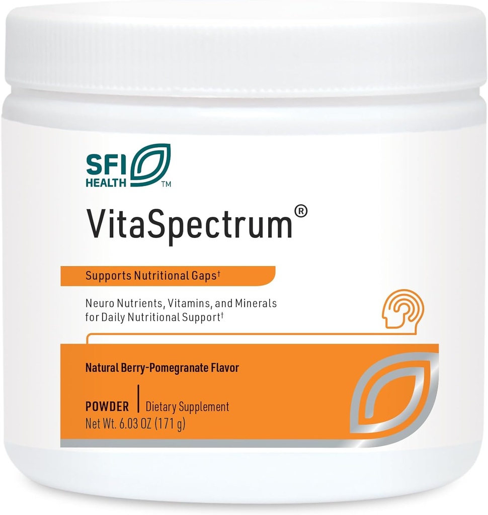 Klaire Labs SFI Health VitaSpectrum Powder - Children's Multivitamin/Mineral with 23 Essential Nutrients in Berry-Pomegranate for Kids, No Copper, Iron, Gluten or Casein (30 Servings, 171 Grams)