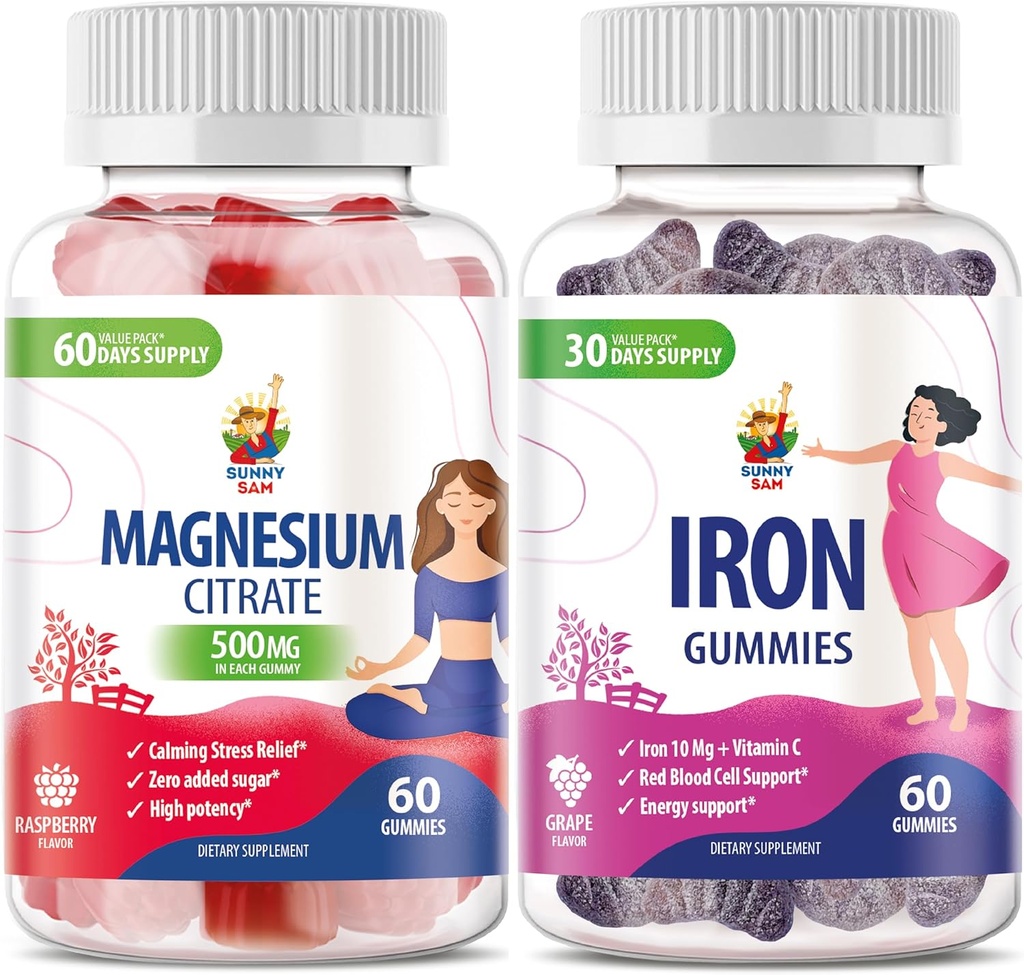 SUNNY SAM Σιδήρου Βιταμίνες με Βιταμίνη C & Μαγνήσιο Gummies για ενήλικες