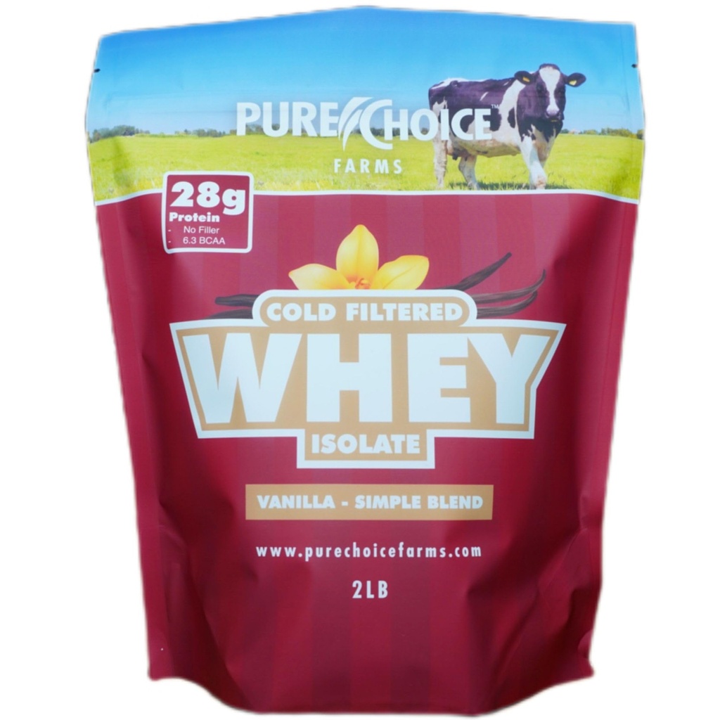 Pure Choice Vanilla Whey Protein Isolate Powder, 28g πρωτεΐνη, μη μετουσιωμένος ορός γάλακτος, 3 συστατικά, χωρίς πληρωτικά ή τεχνητά γλυκαντικά. (Βανίλια, 2 lb)