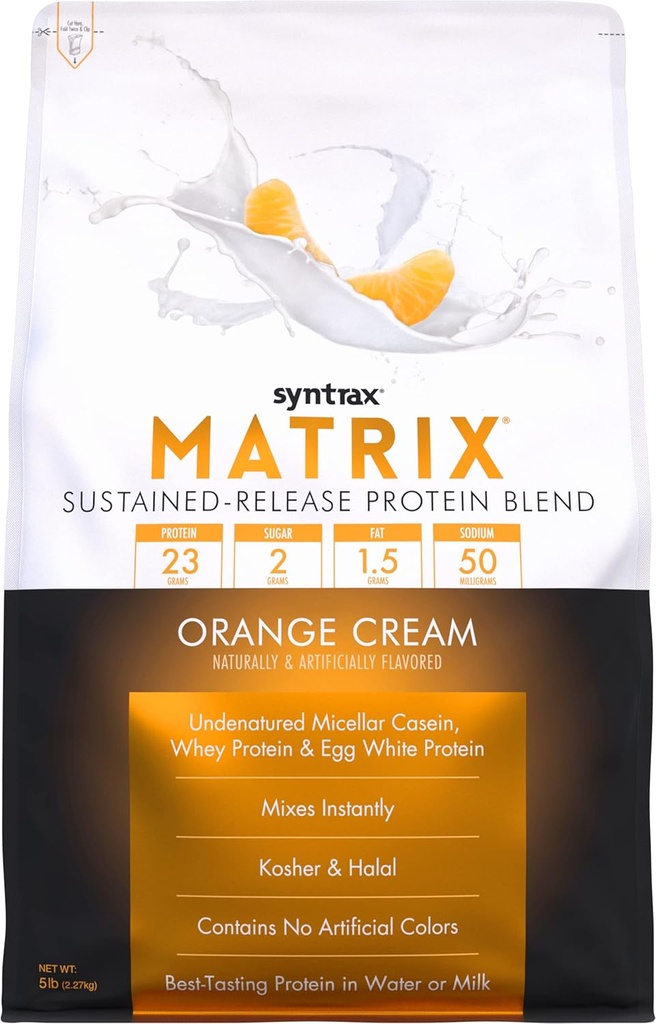 Syntrax Nutrition Matrix - Sustained-Release Protein Blend, Orange Cream, 5 lb.