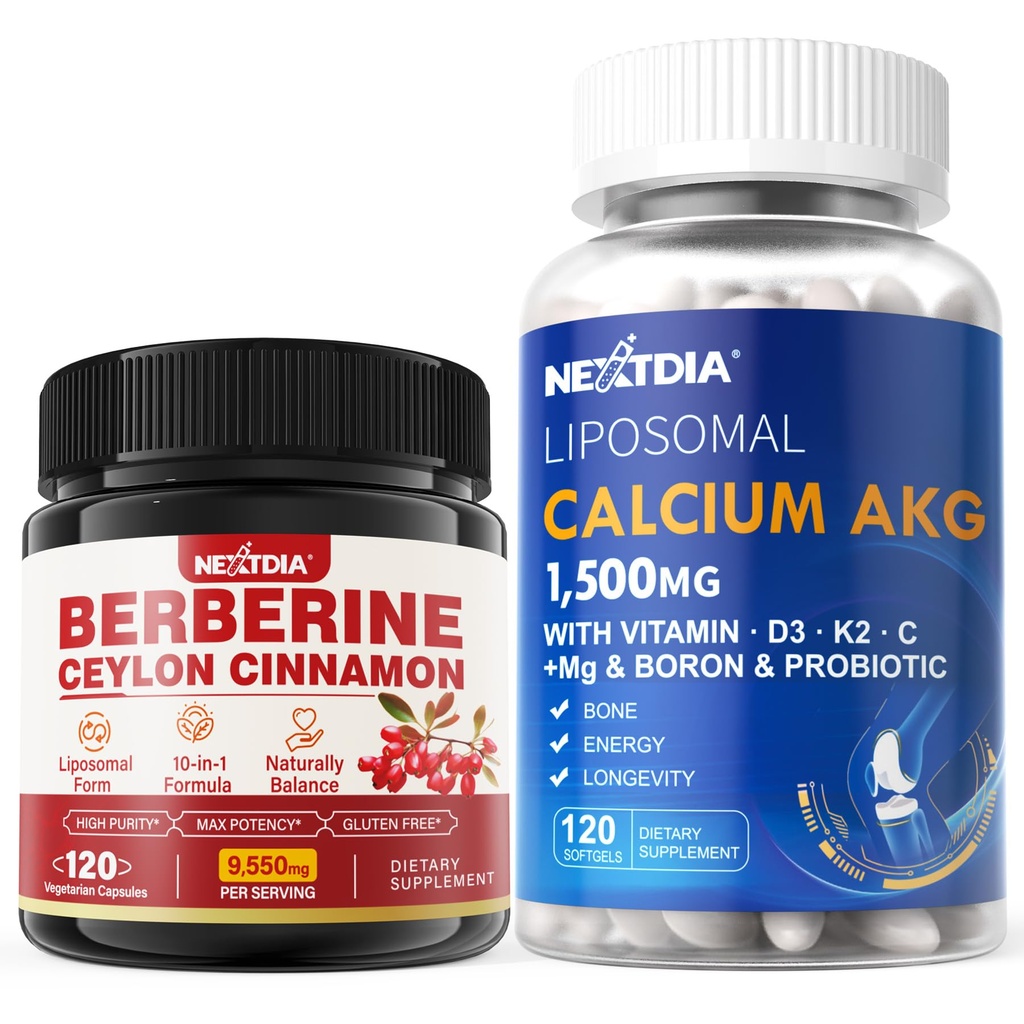 Συμπλήρωμα βερβερίνης 1500mg + Συμπλήρωμα AKG λιποσωμικού ασβεστίου 1500mg