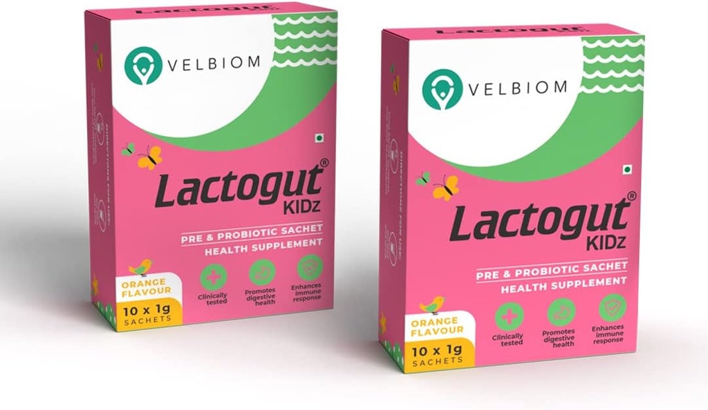 Lactogut Kidz Probiotics σκόνη για τα παιδιά εύκολο να καταναλώνουν προβιοτικά για τα παιδιά Gut υγεία, γενική ευεξία και ανοσία Vegan κλινικά αποδεδειγμένα - Pack 2