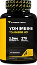 PrimaForce Yohimbine HCl 2.5mg, 270 κάψουλες - Premium συμπλήρωμα, ενισχύει την απόδοση, Zero Fillers, μη ΓΤΟ και χωρίς γλουτένη
